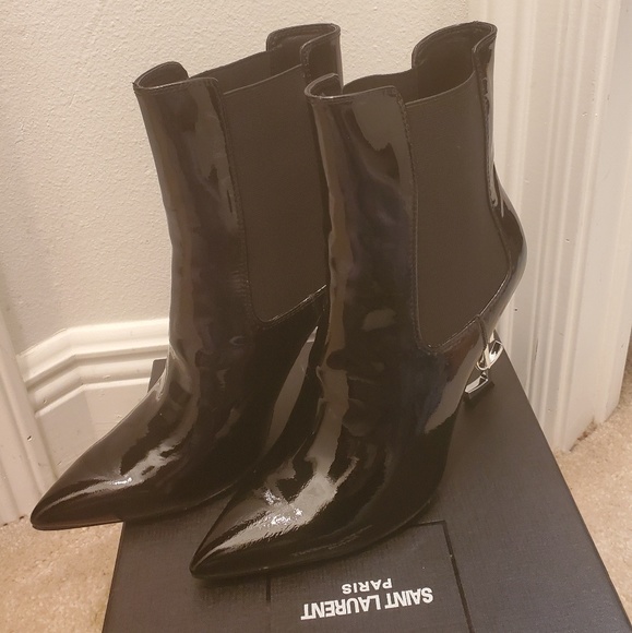 ysl patent leather boots